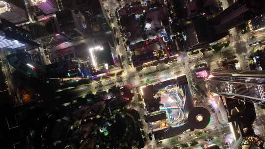 深圳夜晚夜景航拍福华路繁华十字路口广东风