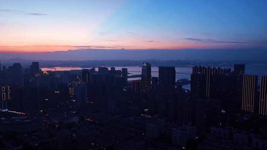 4K大连港湾夜景落日