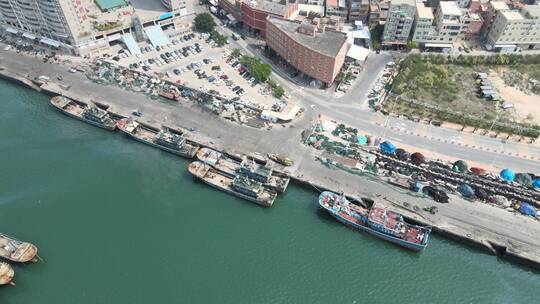 大气航拍福建泉州晋江深沪湾港口码头海岸