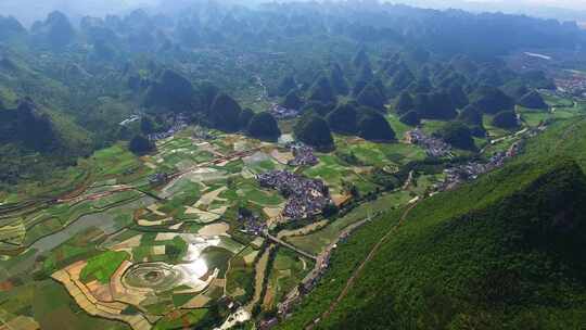 贵州黔西南兴义万峰林景区田园风光风景航拍