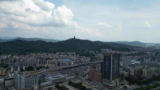 航拍广东韶关大景韶关城市建设