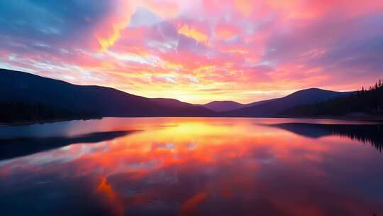 长白山天池夕阳彩霞4K