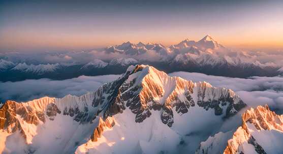 雪山云雾阳光山峰云海日出自然生态环境风景