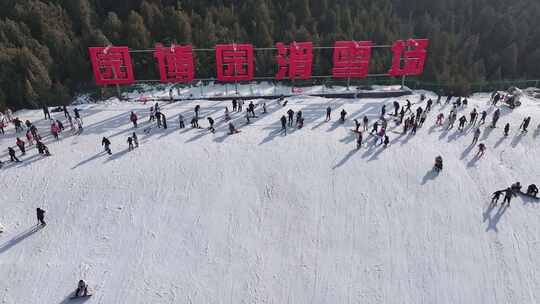 徐州园博园滑雪场的热闹景象