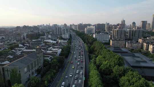 杭州顺河路高架桥航拍