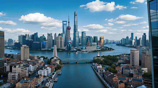 上海外滩城市风光航拍地标建筑繁华都市