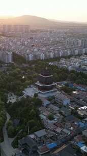 竖版航拍山东潍坊青州古城5A景区