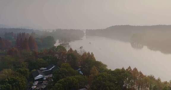 杭州西湖秋色茅家埠景区秋色风光