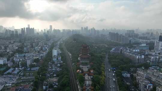 武汉黄鹤楼航拍城市风景地标武昌区建筑风光