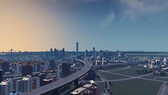城市建筑生长三维动画3D虚拟城市