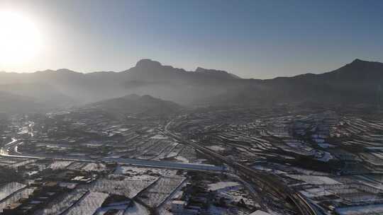 航拍雪景 唯美冬日空镜 立冬 冬至节气