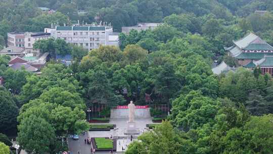 航拍长沙湖南大学校园风光岳麓山岳麓书院