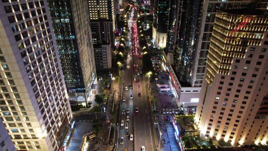 福州城市天际线五四路CBD航拍高楼夜景