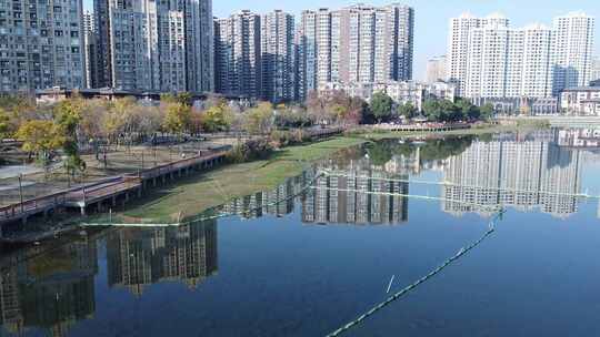 武汉洪山区南湖花溪公园航拍