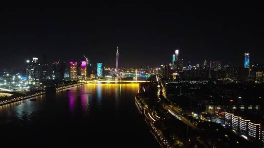 广东省广州市市中心城市夜景航拍