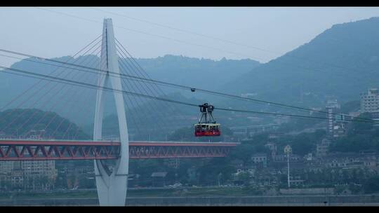 旅拍重庆长江索道大桥城市风光