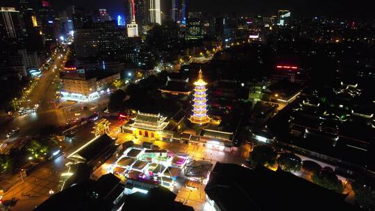 江苏无锡夜景灯光航拍视频素材模板下载