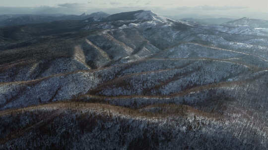 冬季山林积雪航拍视频素材模板下载