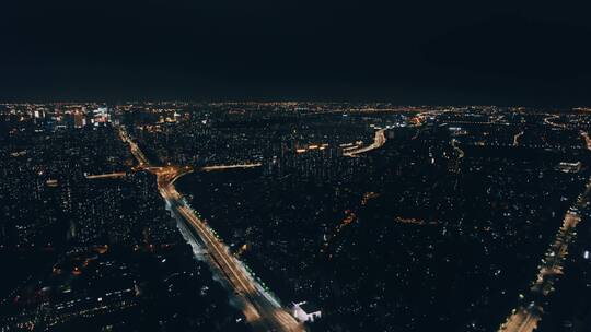 上海电影感城市道路夜景