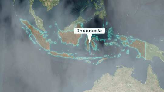 印度尼西亚地图-云效应视频素材模板下载