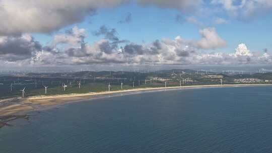 福建平潭岛风车航拍