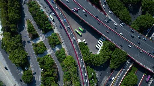 航拍园林城市立交桥 道路街道路口