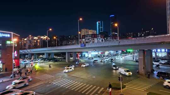 青岛城市夜景航拍