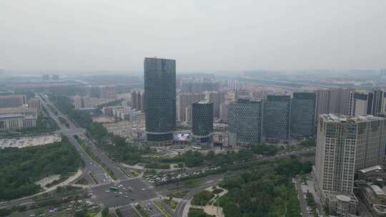 河南郑州东站片区高楼建筑航拍