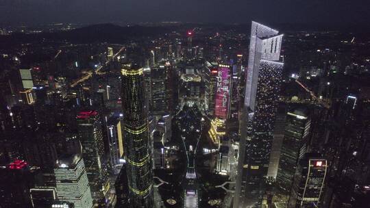广州CBD珠江新城航拍城市夜景