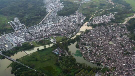 安徽省黄山市黟县宏村景区航拍风光