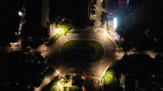 江苏南京城市夜景灯光航拍