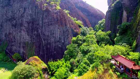 航拍武夷山天游峰晒布岩水月亭九曲溪茶园