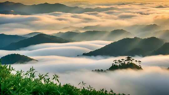 自然风景晨雾大自然森林