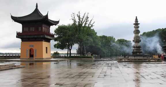 苏州重元寺古建筑 雨天雨景