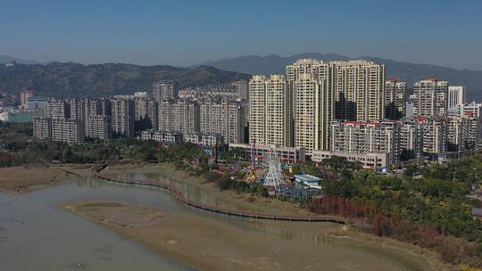 福建宁德市蕉城区城市天际线风光航拍