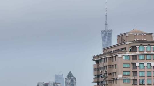 广州城市建筑建筑群航拍