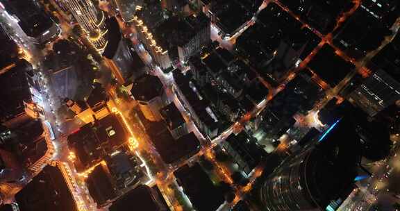 上海浦西夜景马路交通俯拍