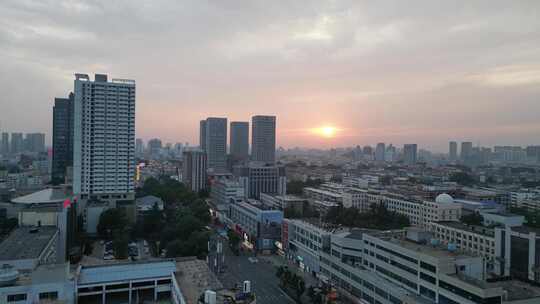 航拍山东济宁大景城市天际线