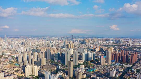 昆明高新科技广场楼顶航拍昆明城市全景