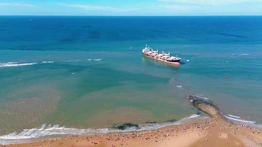 航拍大海海岸线沙滩