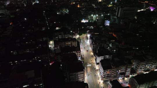 城市道路夜晚马路航拍夜景