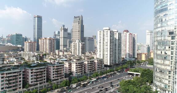 广州市中心花城汇中轴线白天航拍
