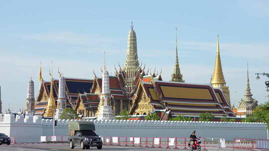 泰国曼谷大皇宫景区景点宏伟建筑车辆汽车