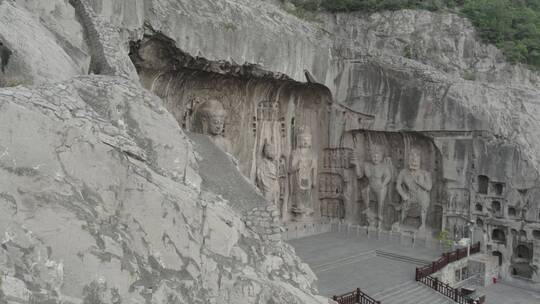 龙门石窟夜景航拍香山寺洛阳景点文化