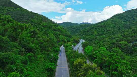 热带雨林里的中国高速公路航拍