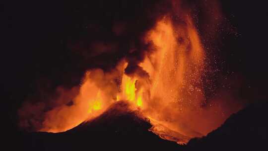 火山爆发岩浆入侵灾难毁坏火灾视频素材模板下载