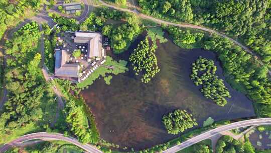 成都白鹭湾湿地公园和城市绿道白昼航拍实时