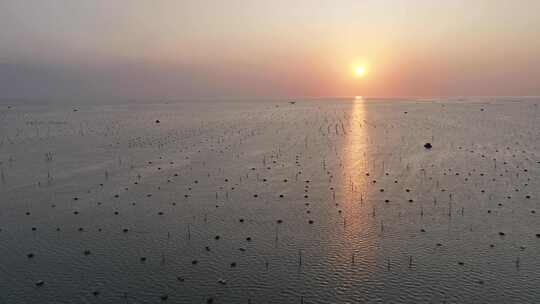 湛江天成台海边日落航拍