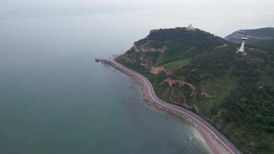 大海海洋岛屿自然风光山东烟台长岛航拍