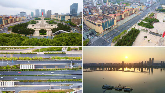 南昌八一广场延时 江西地标车流航拍